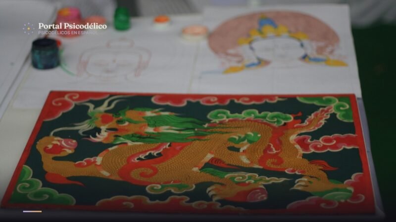 Thangka budista tibetano, hongos sagrados y amrita en el budismo Vajrayana