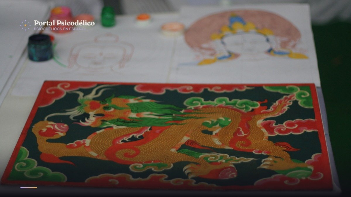 Thangka budista tibetano, hongos sagrados y amrita en el budismo Vajrayana